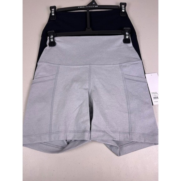 Yogalicious Lux Womens 2 Pack Tribeca & Everyday 5" Bike Shorts Grey Black XL - Picture 4 of 12